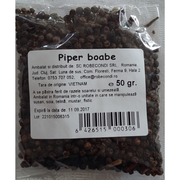 piper negru boabe ambalaj 50 grame